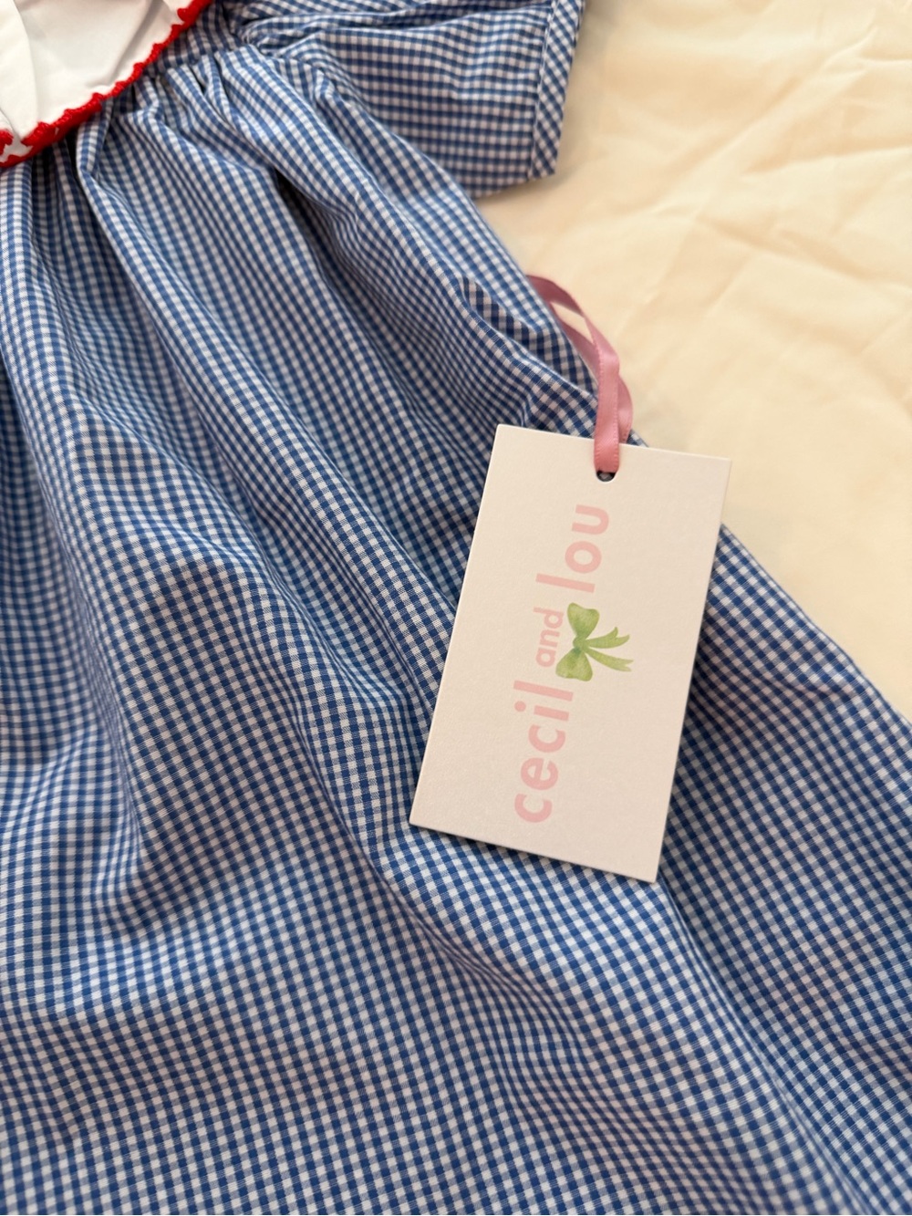 NWT Cecile & Lou Blue Gingham Ruffle Collar Dress - Picture 2 of 3